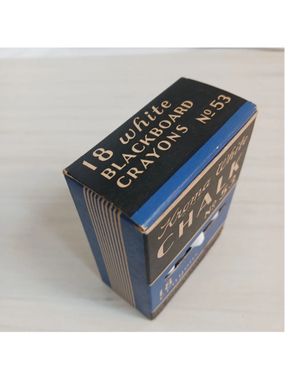 Vintage Kroma White No. 53 Chalk Box With Chalk 50s 60s Primitive Schoolhouse